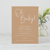 Invitation Brown moderne Boho Baby shower neutre genre (Debout devant)