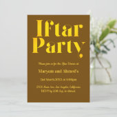 Invitation Brown moderne et Gold Iftar Party (Debout devant)