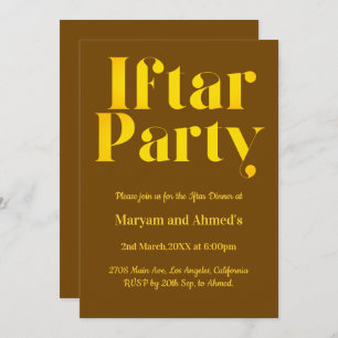 Invitation Brown moderne et Gold Iftar Party