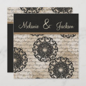 Invitation Brown moderne Noir Taupe Design Mariage Post (Devant / Derrière)