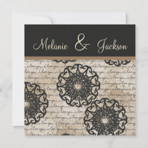 Invitation Brown moderne Noir Taupe Design Mariage Post