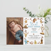 Invitation Brown Mon premier rodéo Cowboy Photo 1er anniversa (Debout devant)