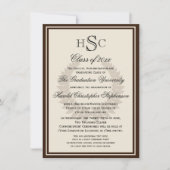 Invitation Brown Monogram Laurel Classic College (Devant)