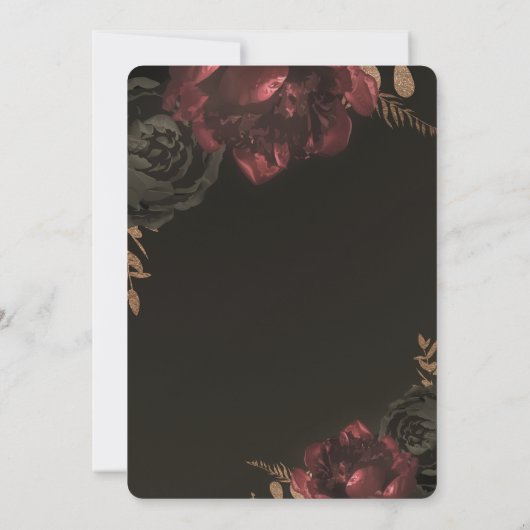 Invitation Brown Moody Floral foncé or Mariage (Dos)