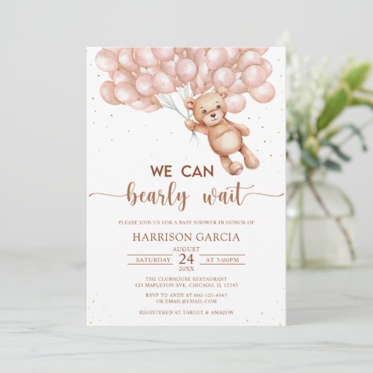 Invitation Brown Nous pouvons attendre prématurément Teddy Be (Debout devant)