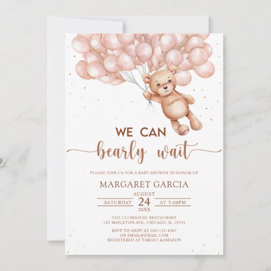 Invitation Brown Nous pouvons attendre prématurément Teddy Be (Devant)