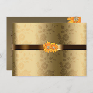 Invitation Brown or et chocolat, Mariage Fleurs Jaunes