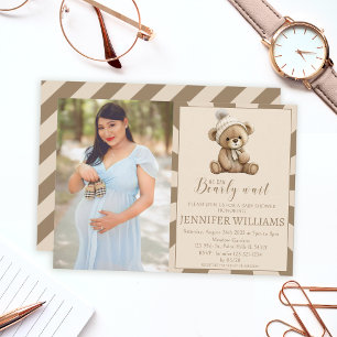 Invitation Brown ours en peluche garçon baby shower photo inv