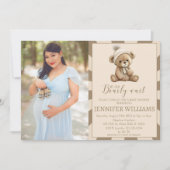 Invitation Brown ours en peluche garçon baby shower photo inv (Devant)