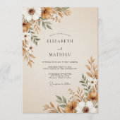 Invitation Brown Painterly Floral Flourish Wedding (Devant)