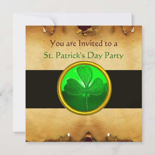 Invitation BROWN PARCHEMIN & GREEN SHAMROCK JEWEL ,noir (Devant)