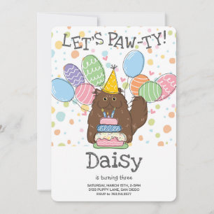 Invitation Brown Perse Chat Longhair fête d'anniversaire