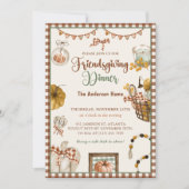 Invitation Brown Plaid Automne Citrouille Friedsgiving Dîner (Devant)