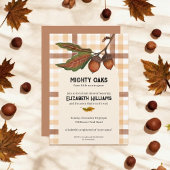 Invitation Brown Plaid Fall Acorn Baby shower