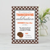 Invitation Brown Polka Dot Orange Chevron Thanksgiving (Debout devant)