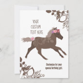 Invitation Brown, Pony Galloping Rose, Fête d'Anniversaire (Devant)