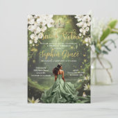 Invitation Brown princesse et grenouille Sage Vert robe douce (Debout devant)