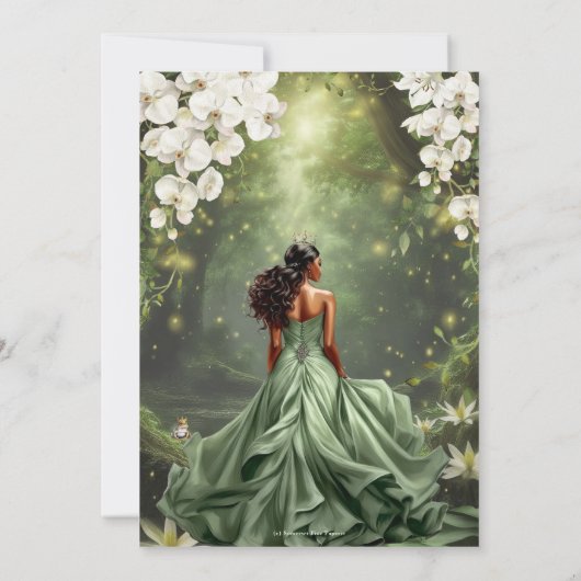 Invitation Brown princesse et grenouille Sage Vert robe douce (Dos)