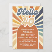 Invitation Brown Retro Soleil Super Vague Bonjour 40e anniver (Devant)