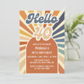 Invitation Brown Retro Soleil Super Vague Bonjour 40e anniver (Debout devant)