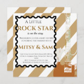 Invitation Brown Rock Star Rock a Bye Baby shower (Devant / Derrière)