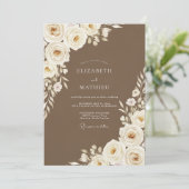 Invitation Brown Romantic Floral Wedding (Debout devant)
