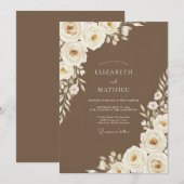 Invitation Brown Romantic Floral Wedding (Devant / Derrière)