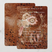 Invitation Brown Rose Blush Floral Drecher Anniversaire (Devant / Derrière)