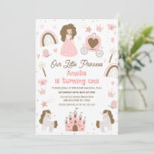 Invitation Brown rose moderne Notre petite princesse 1er anni (Debout devant)
