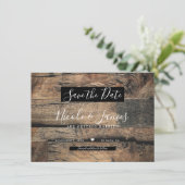 Invitation Brown Rustic Vieux Bois Mariage Enregistrer la dat (Debout devant)