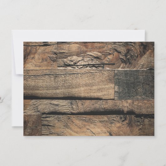 Invitation Brown Rustic Vieux Bois Mariage Enregistrer la dat (Dos)
