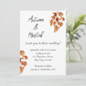 Invitation Brown Rustique Aquarelle Automne Fleurs Mariage Da (Debout devant)