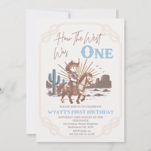 Invitation Brown rustique Comment West a été un 1er anniversa (Devant)
