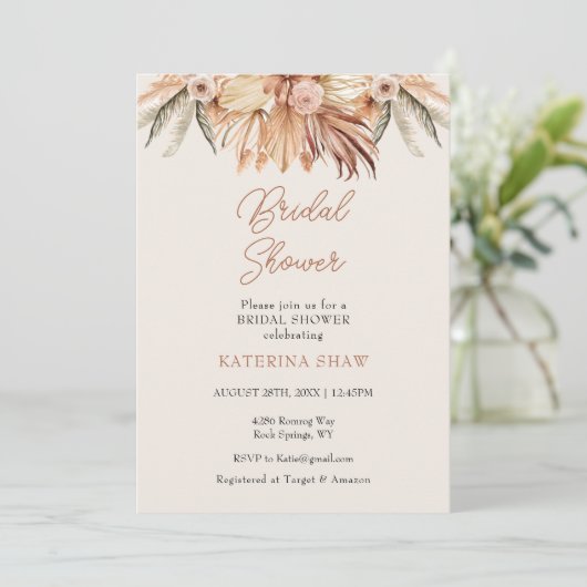 Invitation Brown Rustique de douche nuptiale (Debout devant)