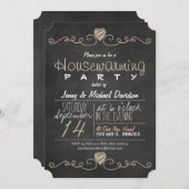 Invitation Brown rustique et blanc Chalkboard Fête de réchauf (Devant / Derrière)