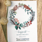 Invitation Brown, Sage Green Logo Pinecones Entreprise Noël