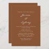 Invitation Brown Sienna  Script Mariage tout en un RSVP (Devant / Derrière)