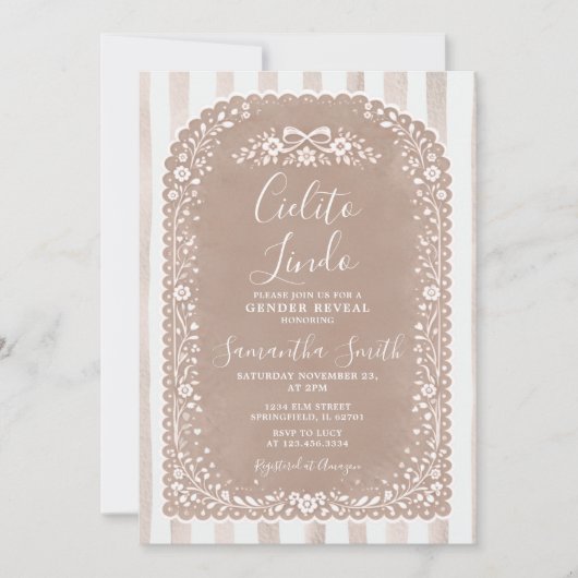 Invitation Brown Stripes GENDER REVEAL Cielito Lindo Talavera (Devant)