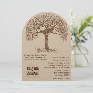 Invitation Brown Swirl Rustic Tree Inséparable Woodland Maria
