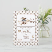 Invitation Brown Teddy Bear C'est un garçon ! Douche (Debout devant)