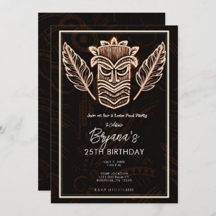 Invitation Brown Tropical Vintage Tiki fête d'anniversaire