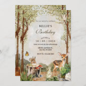 Invitation BROWN VERT BOIS SAUVAGE NATURE Anniversaire (Devant / Derrière)