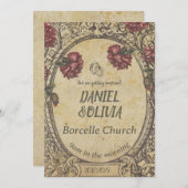 Invitation Brown Vintage classique Mariage (Devant / Derrière)