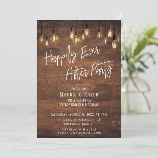 Invitation Brown Wall Edison Lumières Pour Toujours Fête (Debout devant)