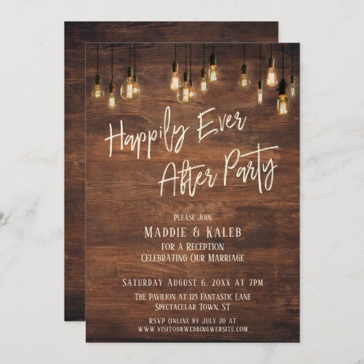 Invitation Brown Wall Edison Lumières Pour Toujours Fête (Devant / Derrière)