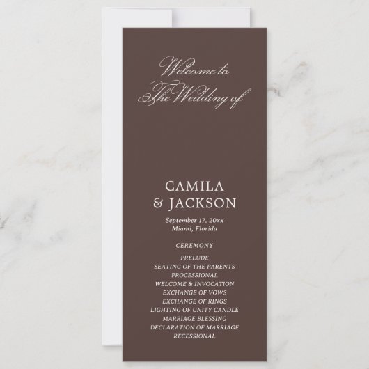 Invitation Brown Wedding Ceremony Flat Program (Devant)