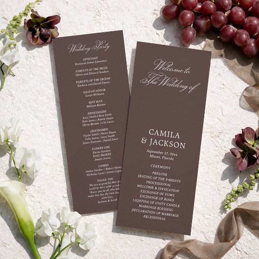 Invitation Brown Wedding Ceremony Flat Program