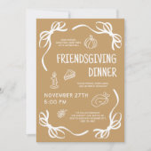 Invitation Brown Whimsical Main Draendsgiving Friendsgiving D (Devant)