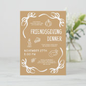Invitation Brown Whimsical Main Draendsgiving Friendsgiving D (Debout devant)