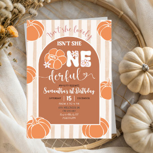 Invitation Brown Whimsical Stripes Citrouille Anniversaire ma